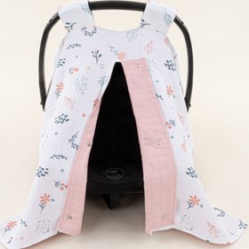 Resim Puset Örtüsü - Çift Taraflı - Pudra Muslin - Yeşil Çiçekler 