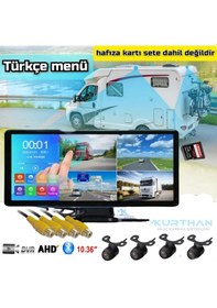 Resim 4 Kameralı 10,36 İnç Dokunmatik Mp5 Bluetooth 4k Ahd Dvr Set 