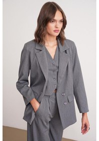 Resim Mixray 4745 Kadın Oversize Blazer Ceket Antrasit 