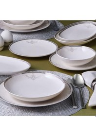 Resim Güral Porselen Camelia 54 Parça 12 Kişilik Yemek Takımı - 65781 Bej 