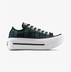 Resim Converse Chuck Taylor All Star Lift Double Stack Plaid Kadın Yeşil Sneaker 