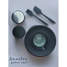 Resim Rendeli Saklama Kabı ile Silikon Yumurta Fırçası Silikon Spatula 