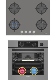 Resim Simfer 11 Fonksiyon Steam Master Gri 2'li Ankastre Set (8246 Fırın + 3656 Ocak) 