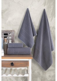 Resim Maisonart Royal 50x90 70x140 Cm 4'lü Banyo Havlu Seti, %100 Pamuklu Havlu Takımı Antrasit 