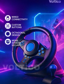 Resim Voltico 180° Dönebilen Direksiyon Seti PC/Laptop/PS3/ Pedal ve Vitesli Racing Wheels Yarış Keyfi 