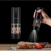 Resim Motion003 Elektrikli Tuz Ve Biber Değirmeni Seti Siyah 1 Usb Şarjlı Küçük Öğütücü Lcd Ekran Ayarlanabilir Kabağlık Ev Mutfak Restoran Barbekü 