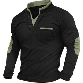Resim Erkek Uzun Kollu Gömlek - Golf & Açık Hava Giyim, Düğme Önü Plaket, Siyah/Gri Renk Blok Tasarımı - Dayanıklı Rahat Kazak, Golf, Kamp, Rahat Giyim için - Bahar/Sonbahar Katmanlı Temel - Klasik Fit, Gençler ve Gençler için, Golf Gömleği, Kamp Giyim, Retro Stil Üst, Rahat Kumaş, Çok Yönlü Üst, Aktif Yaşam, Spor Görünümü, Nefes Alabilir Malzeme, Genç Giyim, Aktif Erkekler 