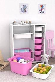Resim Pratico Zen 10 Sepetli Çok Amaçlı Oyuncak Dolabı Pembe Beyaz 2d2k6u 