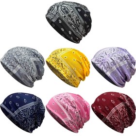 Resim 1'li Paket Hip-Hop Baskılı Elastik Örgü Kafatası Kapağı - Yumuşak Esnek %100 Polyester, Cesur Paisley & Çizgili Desenlerle Geniş Kesim Kışlık Bere, Makinede Yıkanabilir, Erkekler ve Kadınlar için Karışık Renkler 