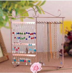 Resim ÖZER KUTU Metal Küpe& Kolye Standı ( 24 Çift Küpe & 10 Kolyelik ) Bronz,takı Düzenleme Organizatör 