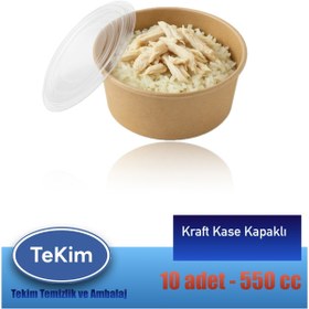 Resim tekim temizlik ve ambalaj Kraft Kapaklı Kase Gıda , Salata , Makarna, Bowl 550 cc 10 Adet 