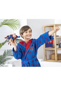 Resim Özdilek Superman Blue Lisanslı Çocuk Havlu Bornoz Seti 9/10 Yaş 