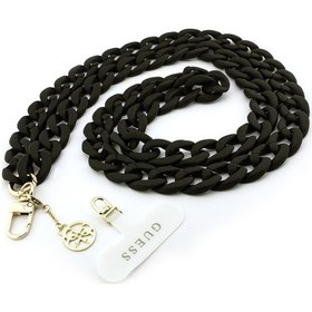 Resim Guess Lisanslı 4g Metal Logolu Büyük Zincirli Çapraz Vücut Telefon Askı Kayışı 120cm Siyah Siyah 