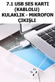 Resim Astakos Usb Ses Kartı Kablolu 3.5mm Uyumlu Kulaklık ve Mikrofon Çıkışlı Usb Ses Harici 7.1 Kanal 