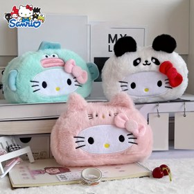 Resim Sevimli Hello Kitty Kalem Kutusu, İlk Ses Peluş Kalem Çantası, Hello Kitty Kırtasiye Saklama Kesesi, Çeşitli Kalemler, Belgeler ve Elektronik Aletler İçin Büyük Kapasiteli Peluş Kalem Kutusu, Tatil Hediyeleri için En İyi Seçim 