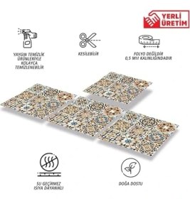 Resim Kendinden Yapışkanlı Karma Fas 019 Desenli Pvc Karo 30X30 cm 11 Adet / 1 M² 
