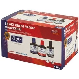 Resim KRAF TAHTA KALEMİ MÜREKKEBİ 100 ML KIRMIZI 6'LI 