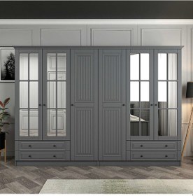 Resim Kale 6 Kapaklı 4ç Taçlı Dolap Mebran İlkbahar Antrasit 190cm Antrasit 