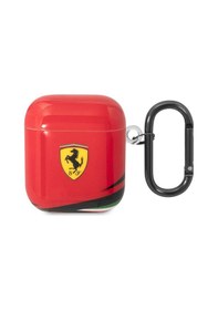 Resim Apple Uyumlu AirPods Kılıf Ferrari Lisanslı Iml Baskılı Klasik Logolu Kılıf Kırmızı 