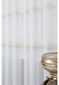 Resim Nevra Gold 1/2.5 Normal Pileli Çelik Düz Desen Ütü İstemez Kırışmaz Yeni Sezon Salon Oda Tül Perdesi Gold 