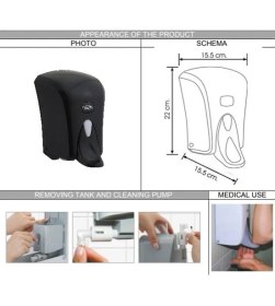 Resim Vialli S6MB Medical Sıvı Sabun Dispenseri Siyah 1000 ml 