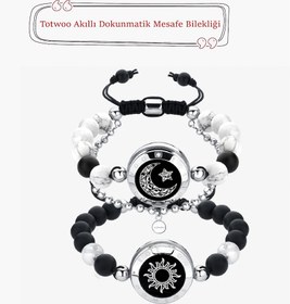 Resim Mesafe Bilekliği – Totwoo Akıllı Dokunmatik Sevgililer Bilekliği – Beads Ay ve Güneş 