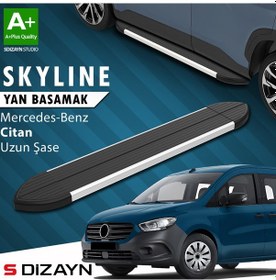 Resim S-dizayn Mercedes Citan Uzun Şase Skyline Aluminyum Yan Basamak 223 Cm 2012-2021 A+ Kalite 