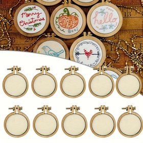 Resim 10 adet Mini Ahşap Nakış Döngüleri, Çapraz Dikiş ve İğne İşleri için, DIY El Sanatları ve Gösterimler için Elde Taşınabilir Çerçeve Araçları, Başlangıçlar ve Uzmanlar için Mükemmel, İğne İşleri Malzemeleri | Dekoratif El Sanatları Döngüleri | Dayanıklı Ahşap Malzeme 