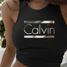 Resim Kadın Kolsuz Calvin Baskılı Atlet - Yumuşak, Rahat, Gradyan Harf Tasarımı, Günlük Giyim, Ev veya Geziler için Şık Stil, Tüm Mevsimler İçin Atlet | Kolsuz Moda | Calvin Temalı Giyim 
