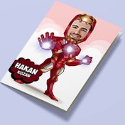 Resim Demir Adam Kostümlü Erkek Karikatürlü Tebrik Kartı 