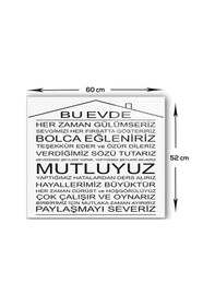 Resim Decorita Cam Ocak Arkası Koruyucu |Bu Ev-Beyaz Fon| 52cm x 60cm 