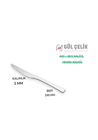 Resim Gül Çelik 72 Parça 12 Kişilik Sade Çatal Bıçak Kaşık Seti 18/0 Kalite Çelik 