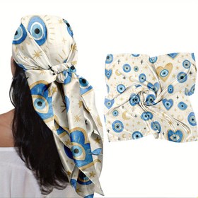 Resim 1 Adet Ekstra Büyük 88.9cm Türk/Mısır Esintili Mavi & Altın Renkli Eşarp - Hepsi Bir Arada Saç Bandı, Boyun Atkısı, Şal - Kadınlar ve Erkekler için Yumuşak Akıcı Kumaş - Bej//Mavi/Altın/Siyah/Beyaz/Gri- Seyahat, Partiler, Günlük Kullanım - Her Zaman Çok Amaçlı Baş örtüsü - Kültürel Etkinlikler ve Boho Tarzı İçin Ideal İdeal hediye El yıkama Uygulamasına Sahip Dayanıklı Tasarım Çoklu Renk Seçenekleri ile mevcut, kadınlar için eşarplar, bandana baş atkısı, şallar ve sarılmalar, 