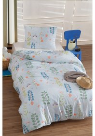 Resim Tek Kişilik Pamuklu Nevresim Takımı 3 Parça Cikcik Desen Mint / Yumuşak Dokulu Mint 