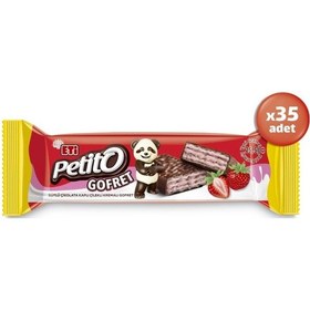 Resim Petito Sütlü Çikolata Kaplı Çilekli Kremalı Gofret 25.5 G X 35 Adet 