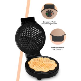 Resim Pembe Derin Plakalı 1000W Waffle Makinesi, Taşmayı Önler, Şık ve Kullanışlı 