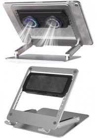 Resim TeknoExpress W7 Pro 5 Kademeli Çelik Notebook Laptop Yükseltici Altlık & Mega Fanlı Soğutucu Tutucu Stand 