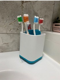 Resim Renkli Banyo Fiş Fırçalık Ve Diş Fırçası Kabı Beyaz 