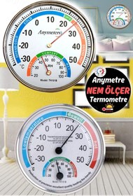 Resim Munico Asılabilir İç Mekan Dış Sıcaklık Ölçer Higrometre Su Geçirmez Mini Pointer Tip Termometre Higrometre 