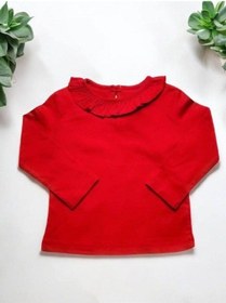 Resim Çikoby Kız Bebek Yakası Fırfırlı Kırmızı Bluz-14852 Kırmızı 