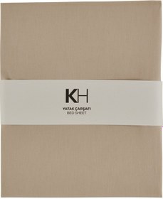 Resim Karaca Home Basic %100 Pamuk Çift Kişilik Düz Çarşaf Bej 