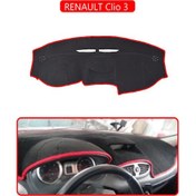 Resim Renault Clio 3 Torpido Koruma Halısı Kırmızı Kenar 