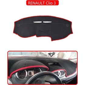 Resim Renault Clio 3 Torpido Koruma Halısı Kırmızı Kenar 