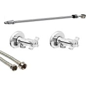 Resim Arçe Krom Taharet Borusu Uzun+2 Adet Taharet Musluğu 50 cm Flex Hortum Klozet Montaj Seti 