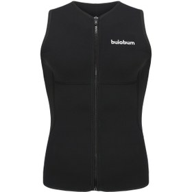 Resim BUIOBUM Erkekler için Kolsuz Nöropren Yüzlik, 3mm Kalınlık, Düz Siyah, Hızlı Kuruyan, Stand Yaka, Fermuar Kapanış - Sualtı Balıkçılığı, Kano Sürme, Sörf ve Daha Fazlası İçin İdeal, Su Sporları Vest | Stand Yaka Vest | Esnek Kumaş 