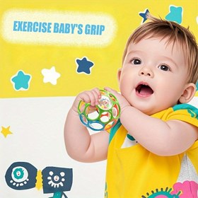 Resim Bebek Dört Renk Kombinasyonlu Top Tutma Oyuncak, Hareketli toplar ve ses özellikli İçi Boş Tasarım - Erken Grip Yeteneğini Destekler, Şık Tatil Doğum Günü Hediyesi 