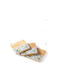 Resim Tantitoni Bambu 6 Parça Standlı Desenli Bardak Altlığı Seti 11.5x11x5 Cm Ahşap 