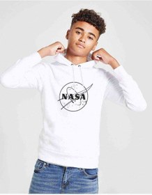 Resim Nasa Baskılı Unisex Çocuk Kapüşonlu Beyaz Sweatshirt (528596221) Beyaz 