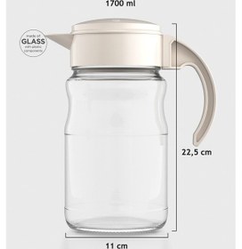 Resim Renga Spiro 1700 Ml Bej Kapaklı Cam Sürahi 111031 