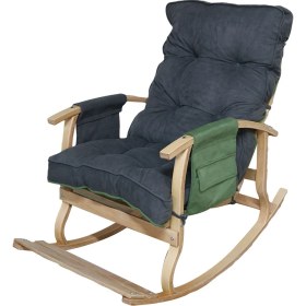 Resim Mobil Deco Padişah Ahşap Çift Minderli Çift Cepli Sallanan Sandalye Yeşil füme 